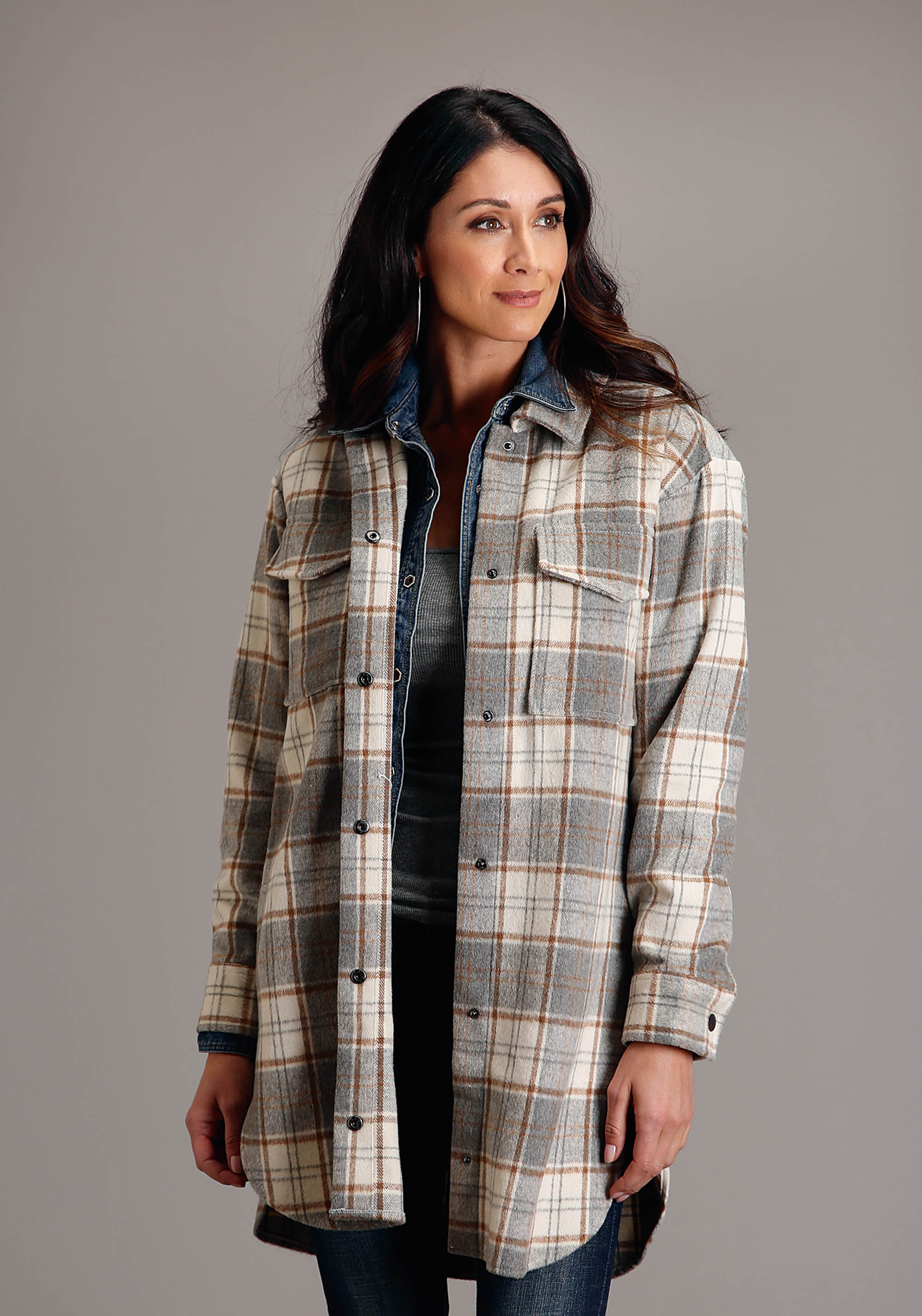 Stetson Women’s Collection – Outerwear Womens Grey 1870 Neutral Plaid Oversized