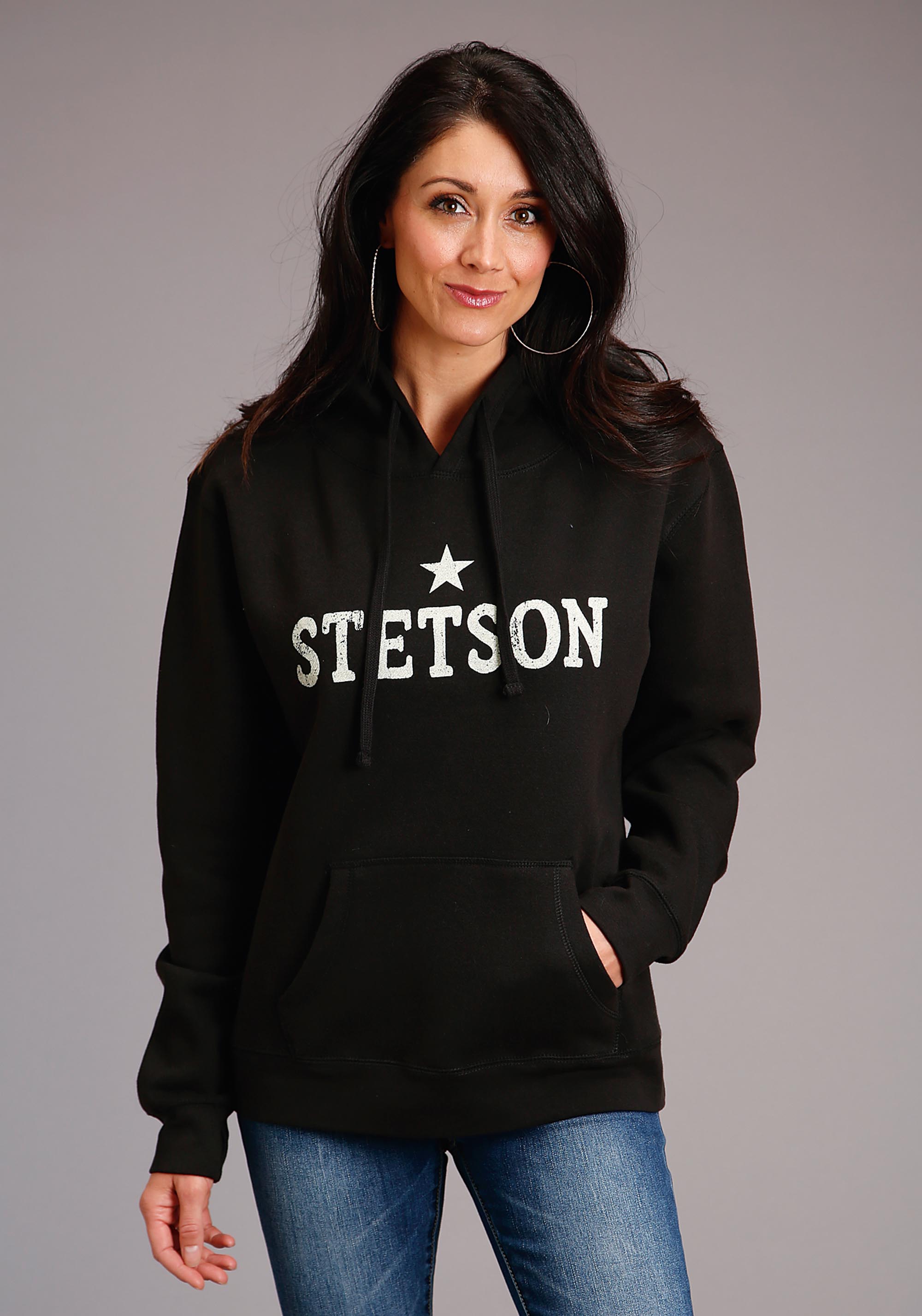 Stetson Star Hooded Sweatshirt Womens Black Stetson Star Screen Print