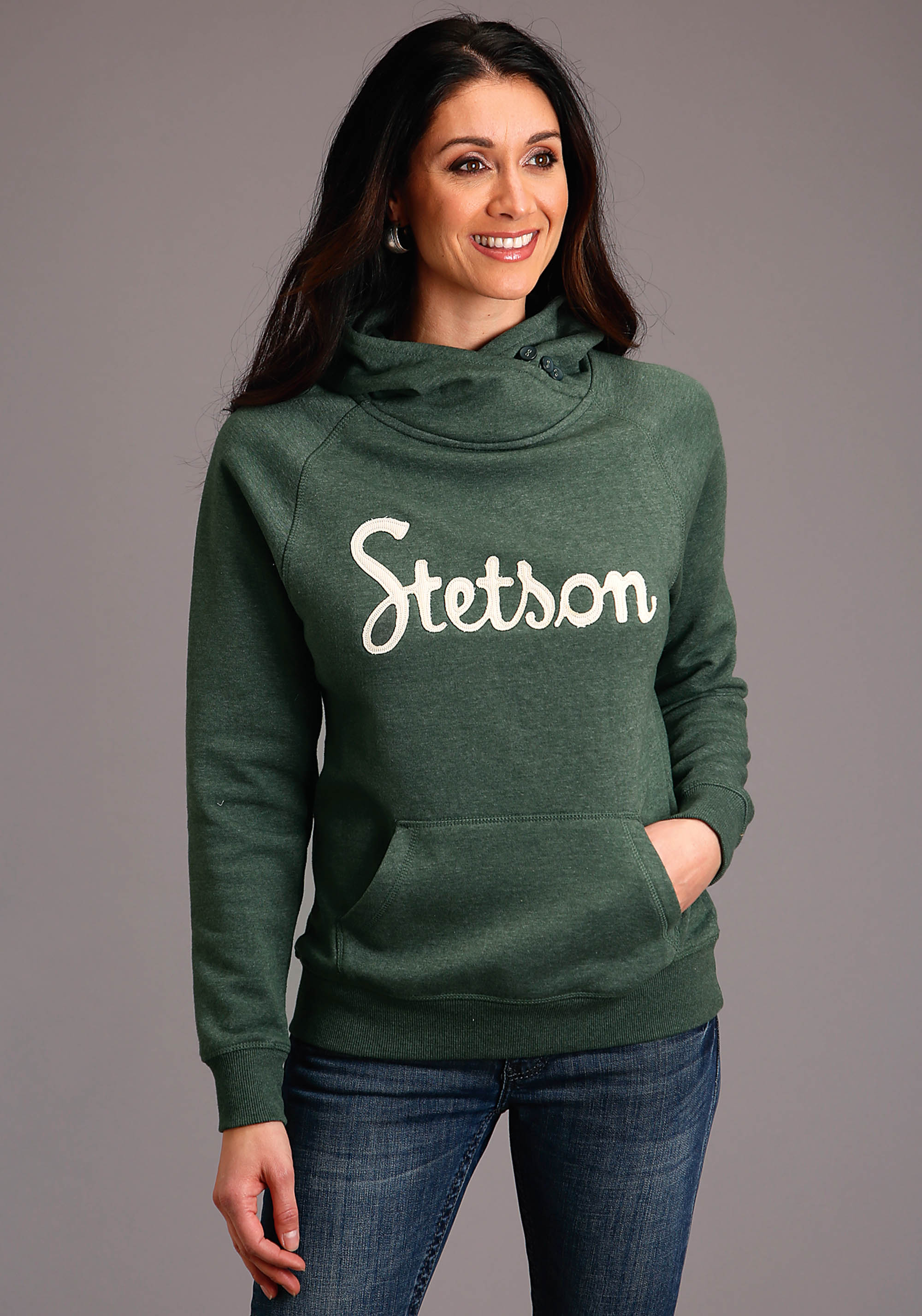 Stetson Women’s Collection- Sweatshirts Womens Green Stetson Applique Embroidery