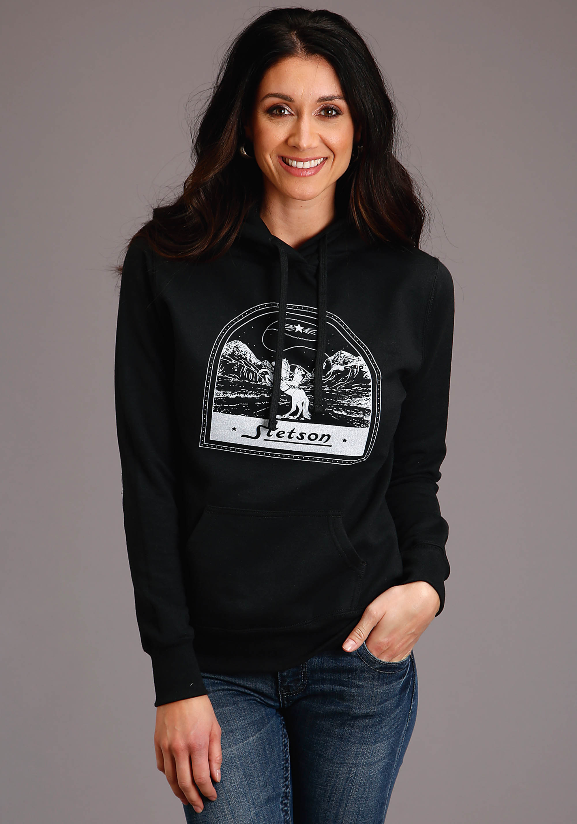 Stetson Women’s Collection- Sweatshirt Womens Black Setson Tombstone Cowboy Screen Print