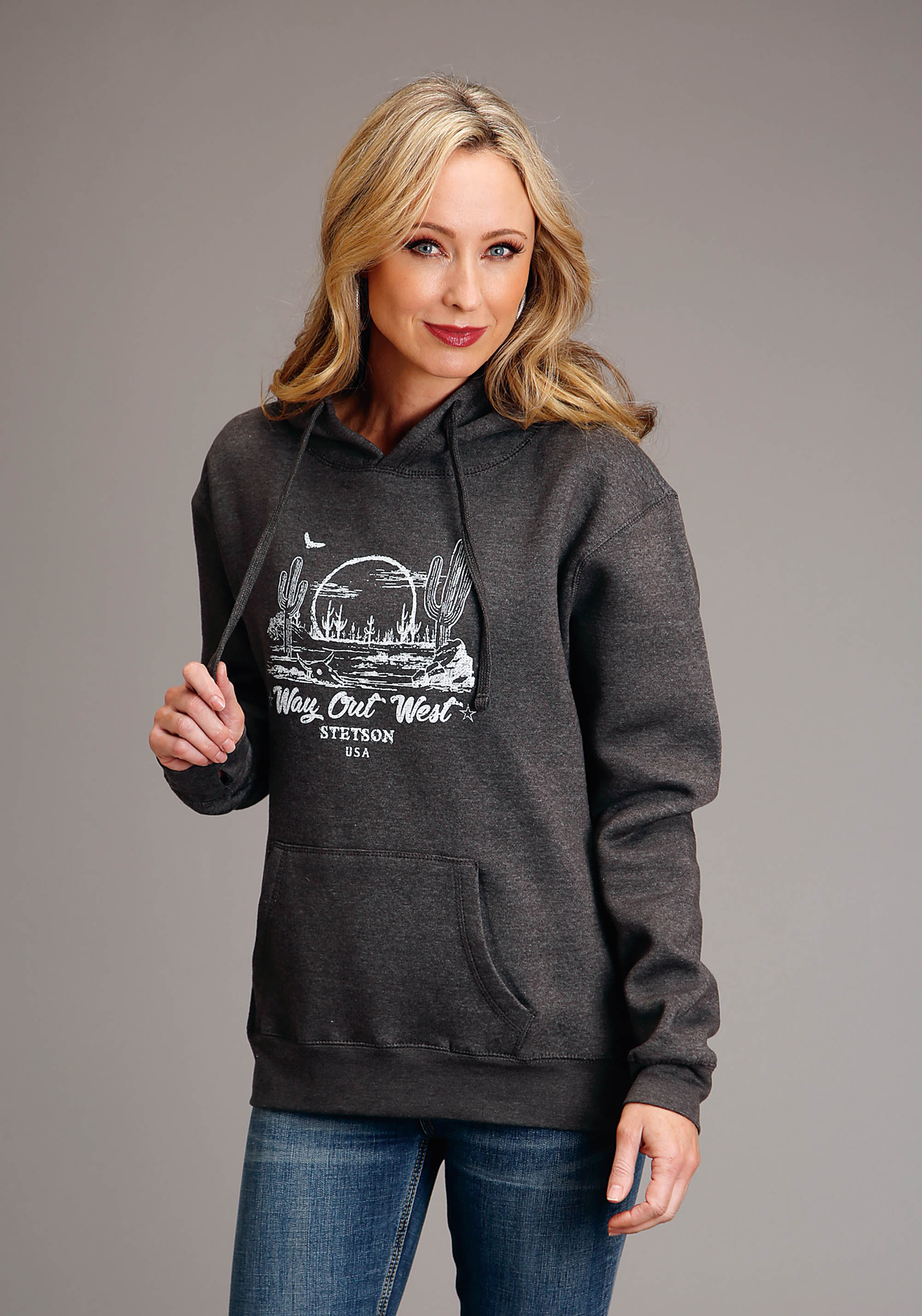 Stetson Women’s Sweatshirts Womens Grey Stetson Way Out West Screen Print