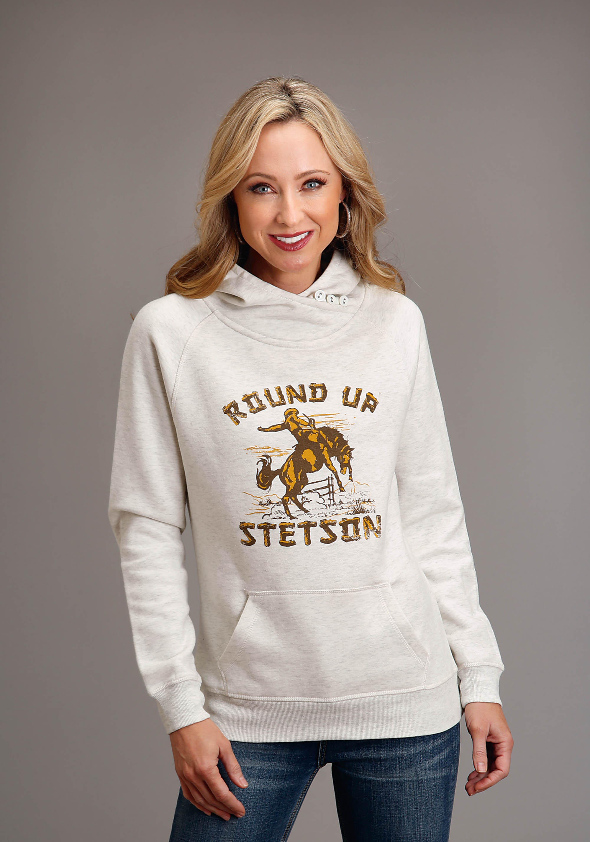 Stetson Women’s Sweatshirts Womens White Stetson Round Up Screen Print