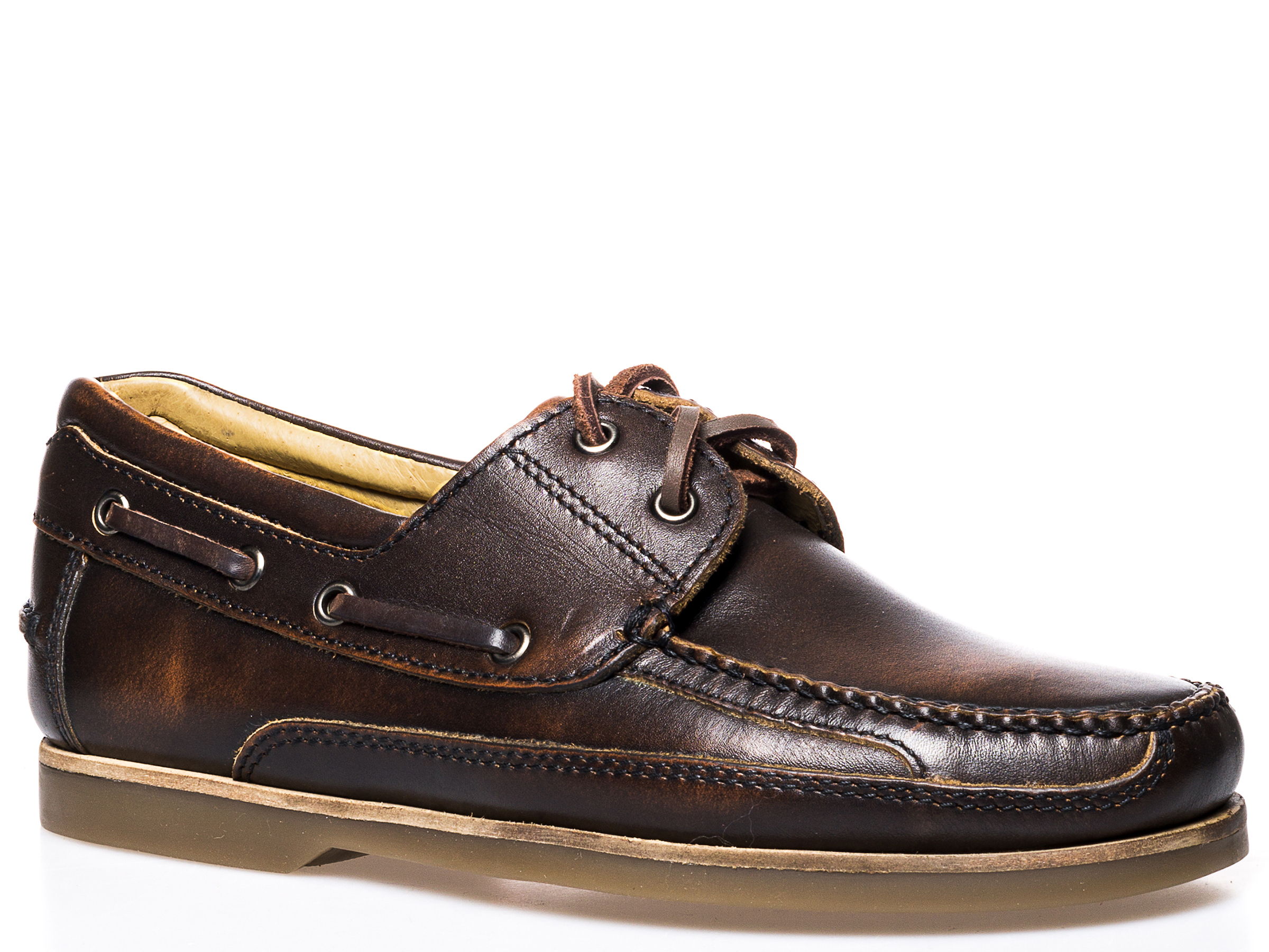 Dillon Mens Brush Off Brown Leather Boat Shoe