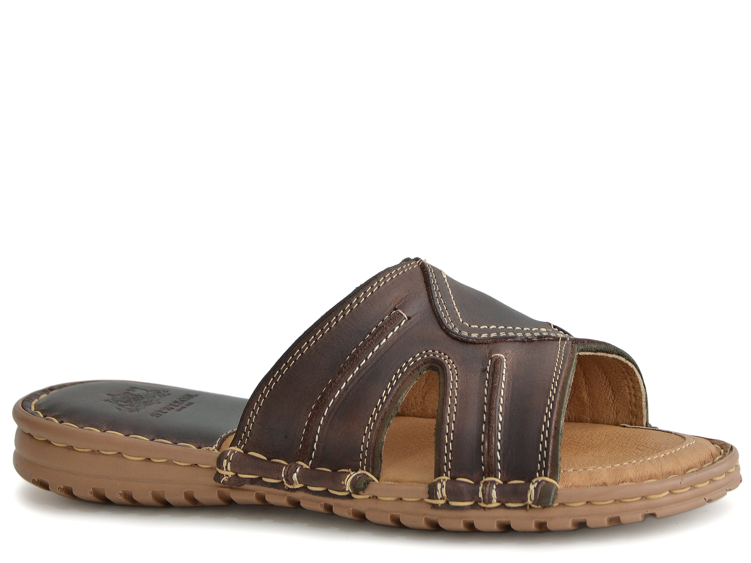 Wren Mens Oily Brown Leather Sandal