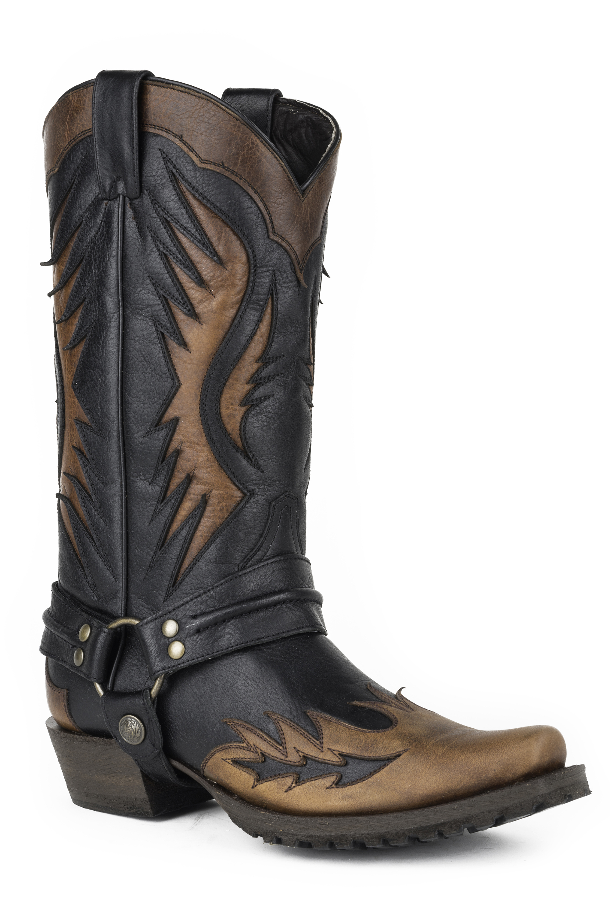 Outlaw Biker Mens Brown Laser Wings On Br Wingtip Bl Oiled