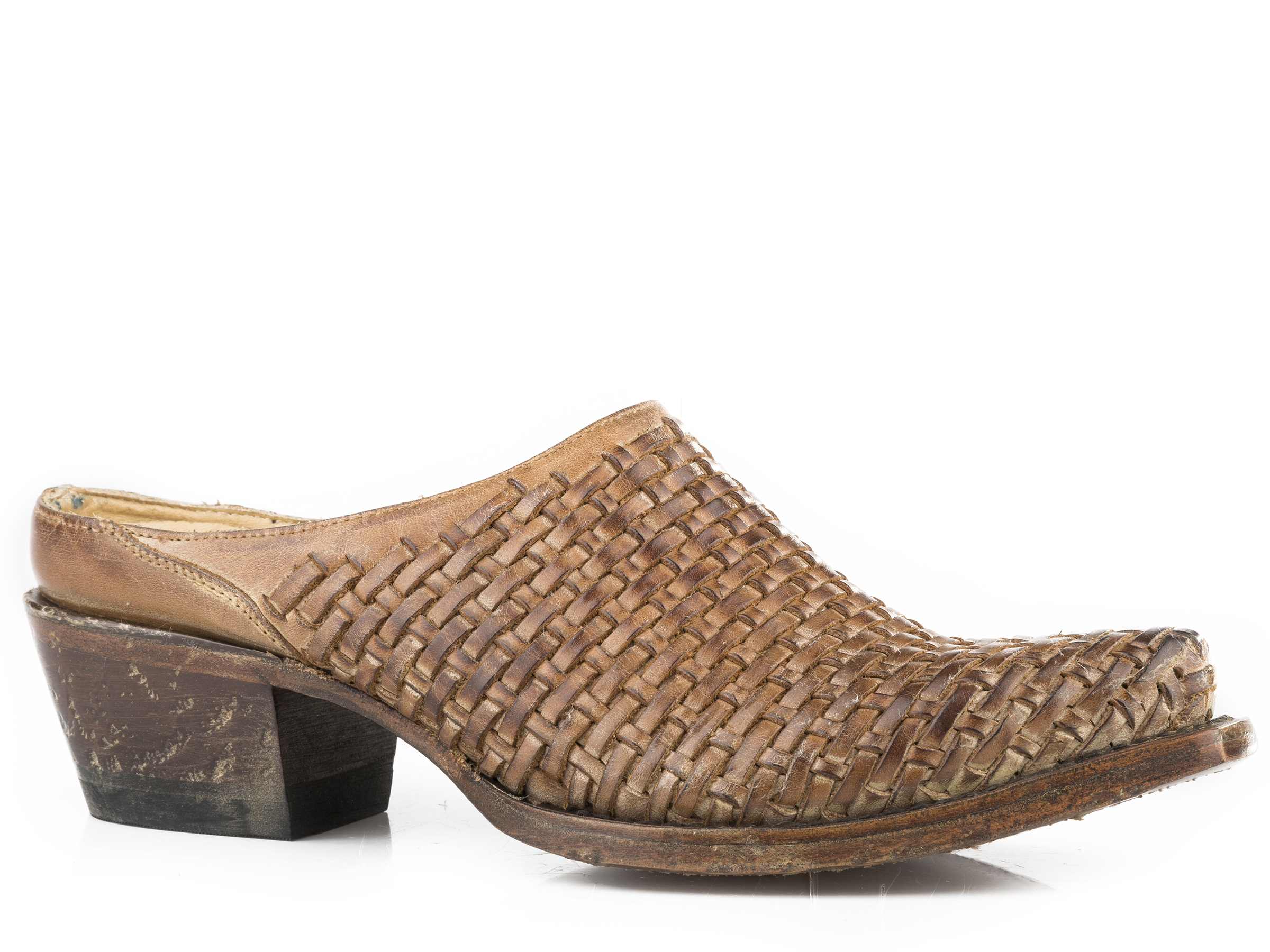 Ellis Womens Brown Basket Weave Vamp Mule