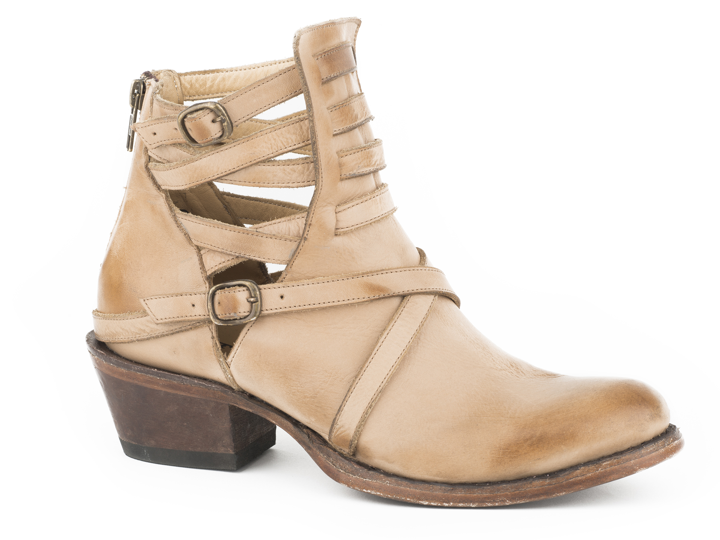 Mercy Womens Brown Cream Vamp And 4″ Open Strappy Shaft