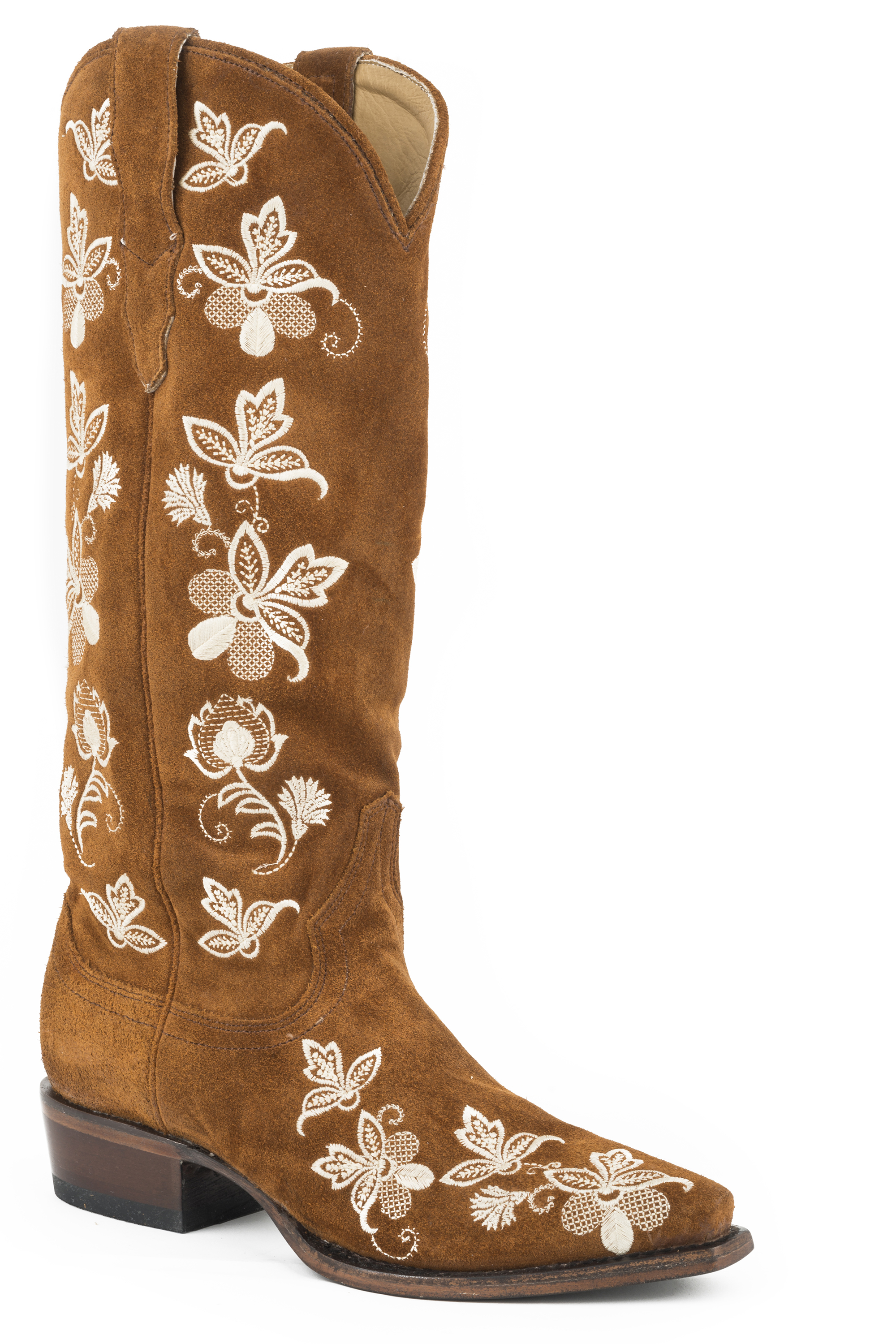 Gabi Womens Brown Suede Vamp/15″shaft With Floral