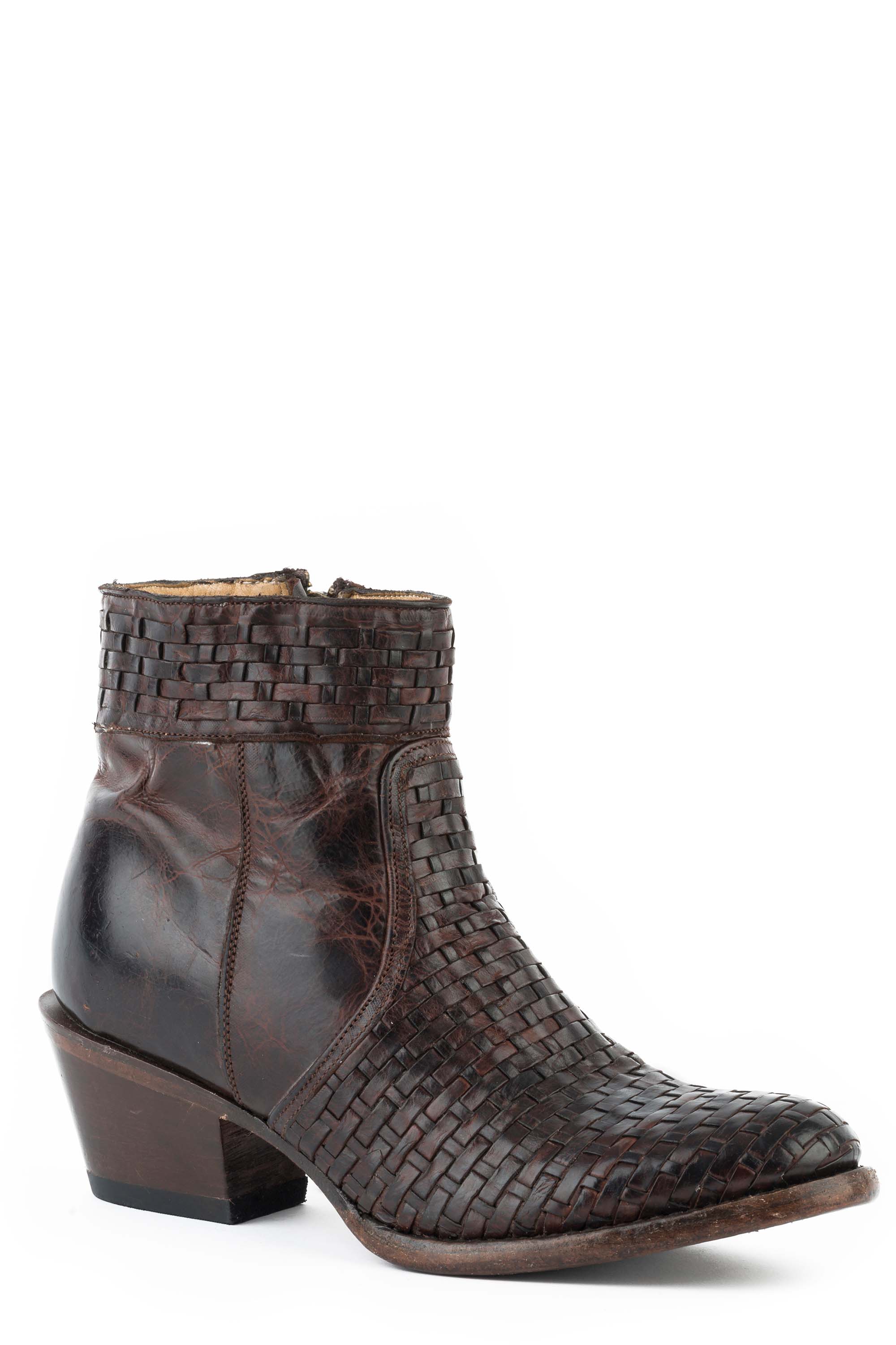 Phoenix Womens Distressed Brown Basket Weave Vamp