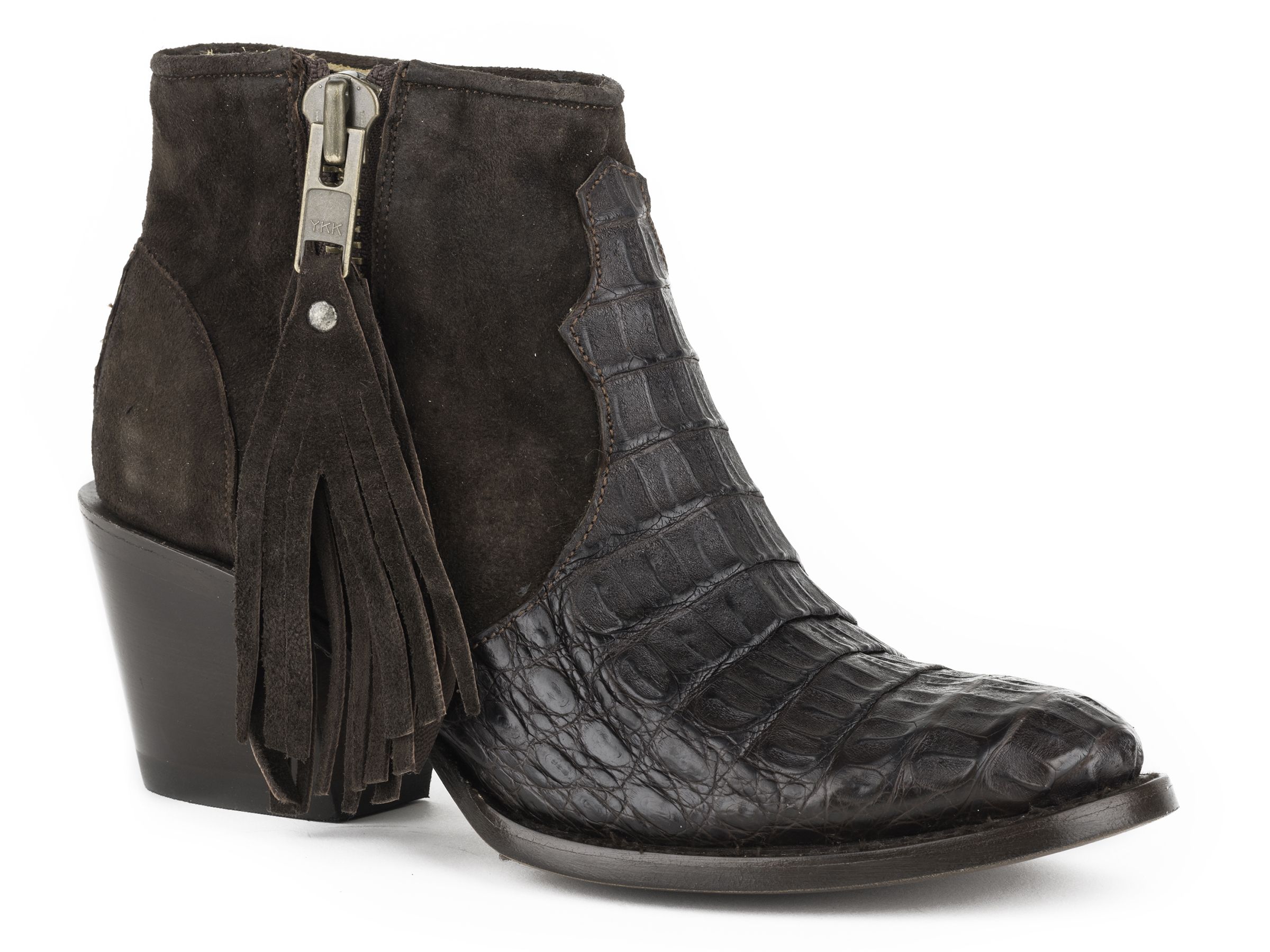 Paris Womens Oiled Brown Caiman Three Quarter Vamp