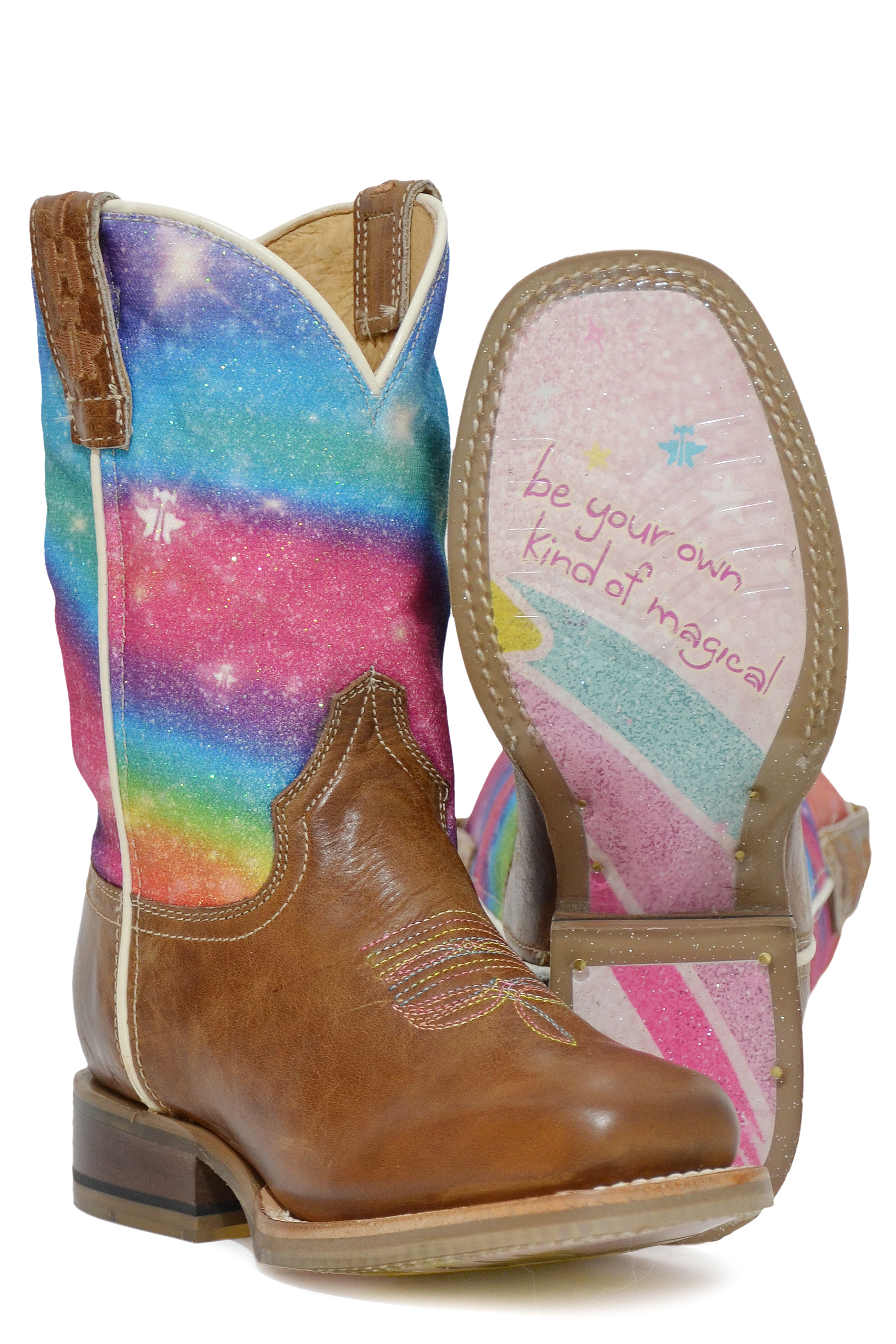 Rainbow Sparkles / Magical Star Sole Little Kids Brown Rainbow Sparkles