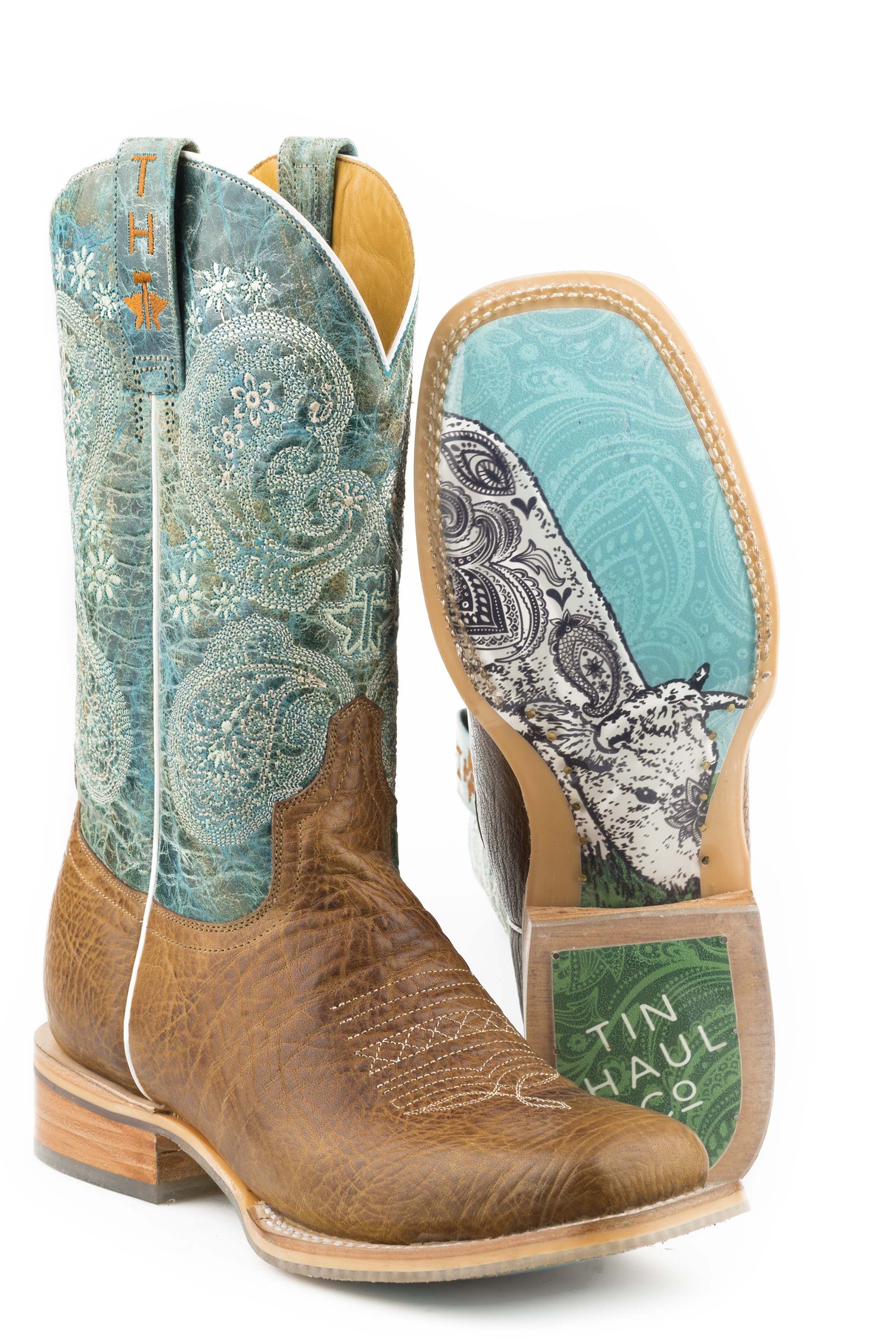 Yee-haw / Paisley Calf Sole Womens Tan Yee-haw Non-removeable Insole