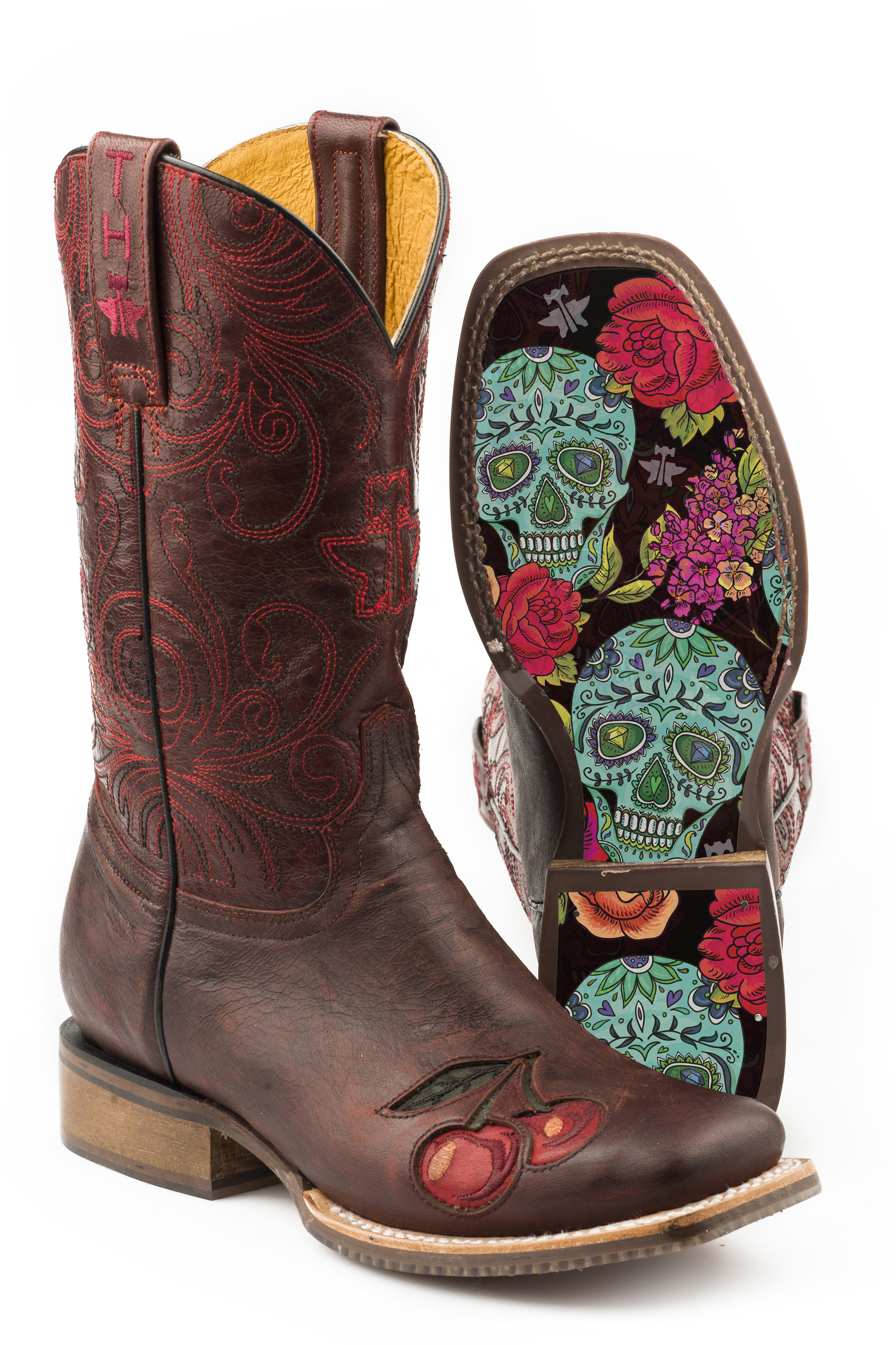 Mon Cherry/skull And Roses Sole Womens Red Mon Cherry Non Removeable Insole